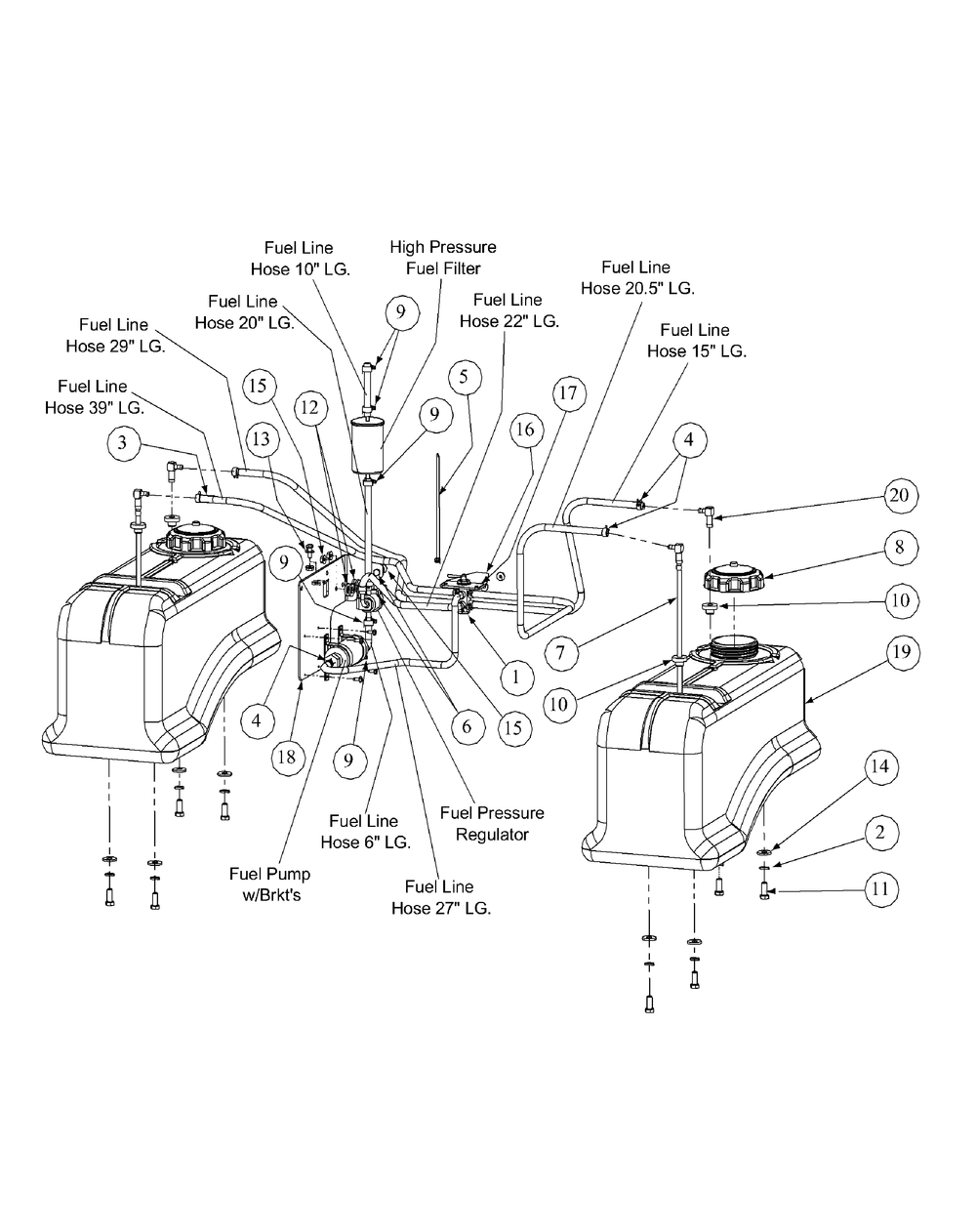 Fuel Tank Assembly (Feb.2004 And Prior) Diagram and Parts List for M60-KHEFI 53AB5HEX750-28-HP Cub Cadet Lawn Tractor